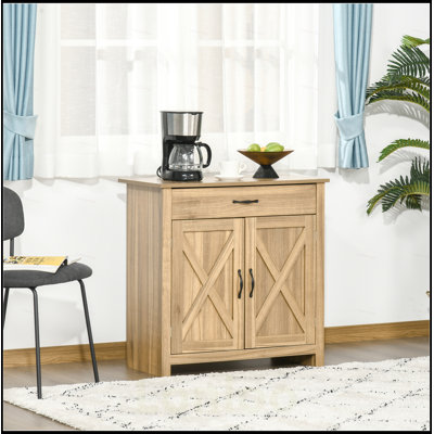 Farmhouse Sideboard Buffet Cabinet with Barn Doors, Adjustable Shelf, and Drawer for Versatile Storage and Rustic Charm