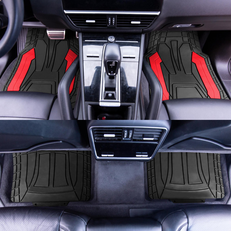 Rubber Floor Mats Full Set, Red