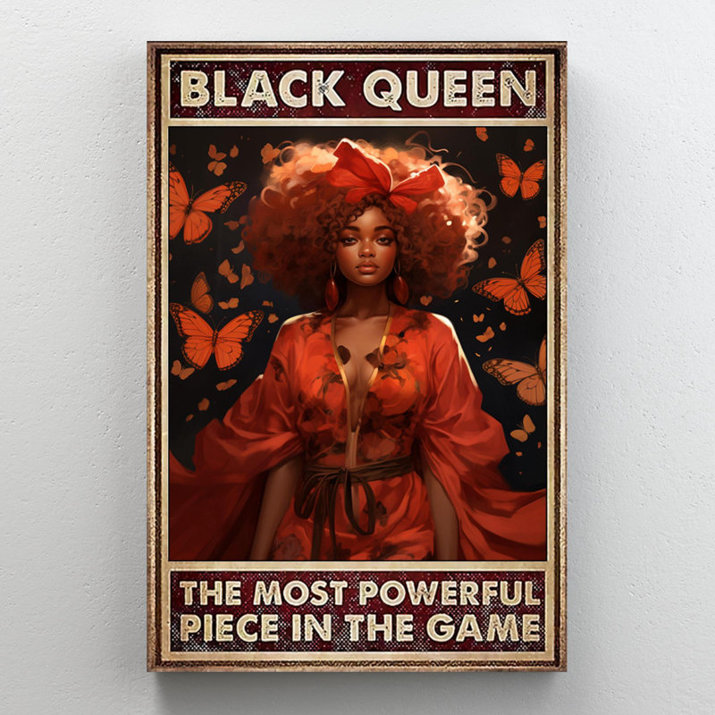 «Black Queen The Most Powerful Pièce», reproduction d'art graphique sur toile tendue, H 20 po x l 16 po x P 1,25 po
