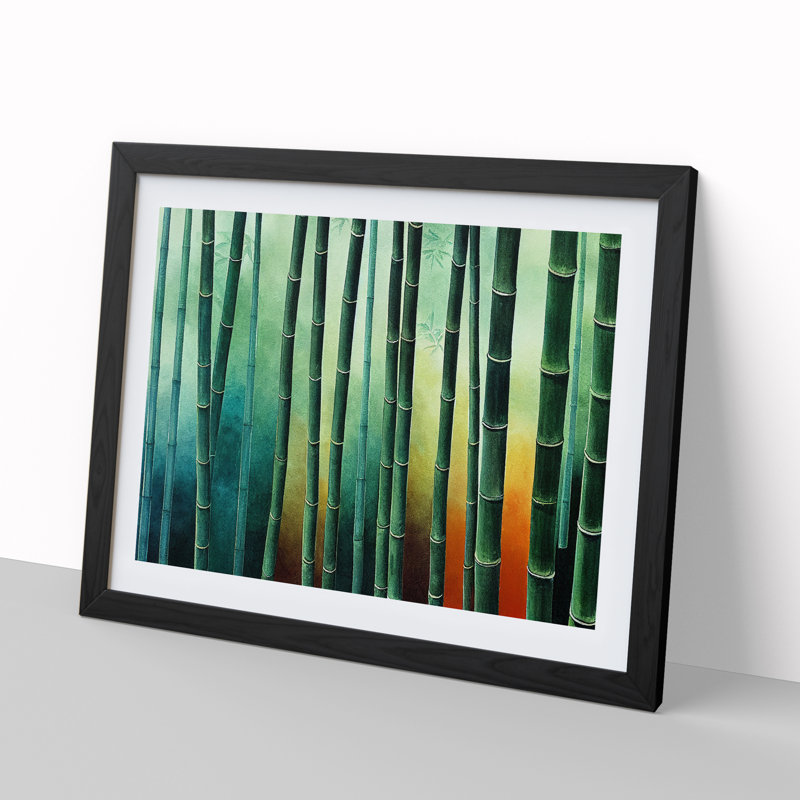 Bamboo Forest Watercolour Vol.3 - Single Picture Frame Painting, 46cm H x 64cm W x 2cm D, Black