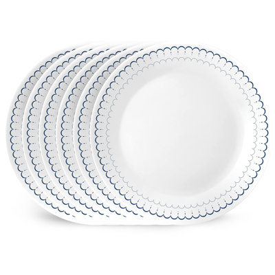 Dinner Plates, 10.25 Inch Triple-Layer Glass, Lightweight, Chip And Scratch Resistant, Microwave And Dishwasher Safe, Set Of 6, (White)
