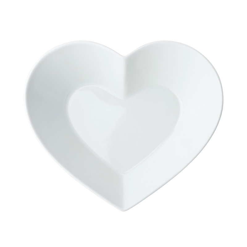 Mikasa Chalk Large Heart Porcelain Serving Bowl, 21cm, White