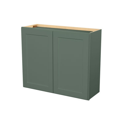 Meuble de cuisine mural Easy-DIY, 91,4 cm (L) x 30,5 cm (P) x 76,2 cm (H), style Shaker Basilic, à monter soi-même, 2 portes et 2 étagères