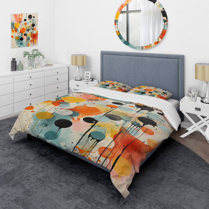 Ensemble de housse de couette Colorful Mid Century Atomic Abstraction I Bedding