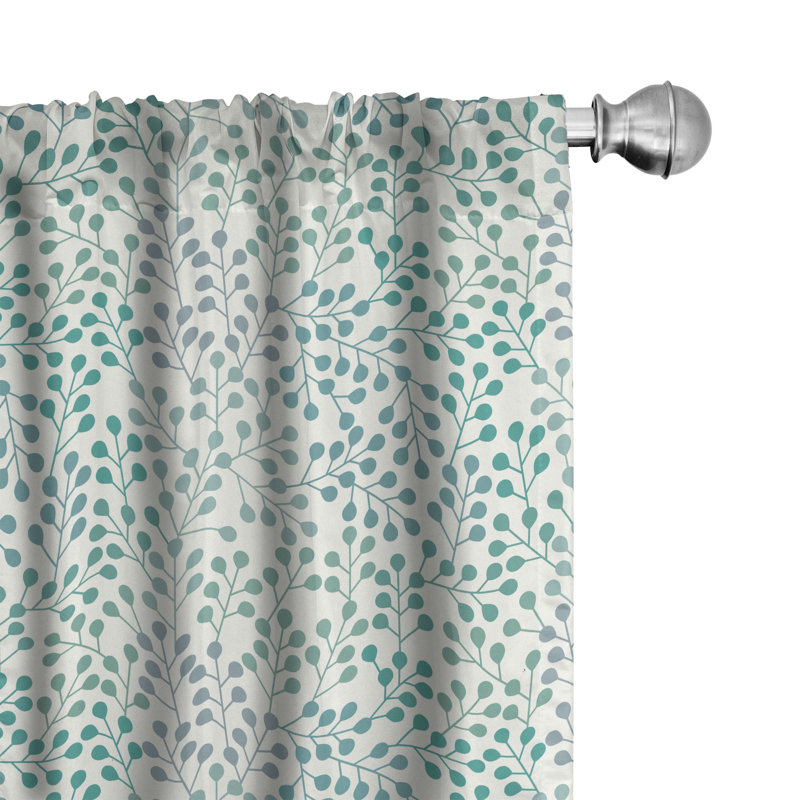 Rideaux 4 panneaux Bungalow Rose Leaves, branches fleuries, bleu sarcelle, crème et gris, L 56 po x L 95 po
