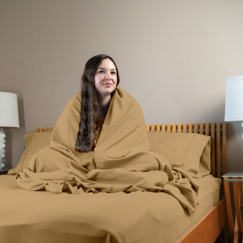 Ultra Soft Bamboo Sheet Set - 4 Pc Set - Wrinkle Resistant - Cooling Sheets with Deep Pockets, Gold