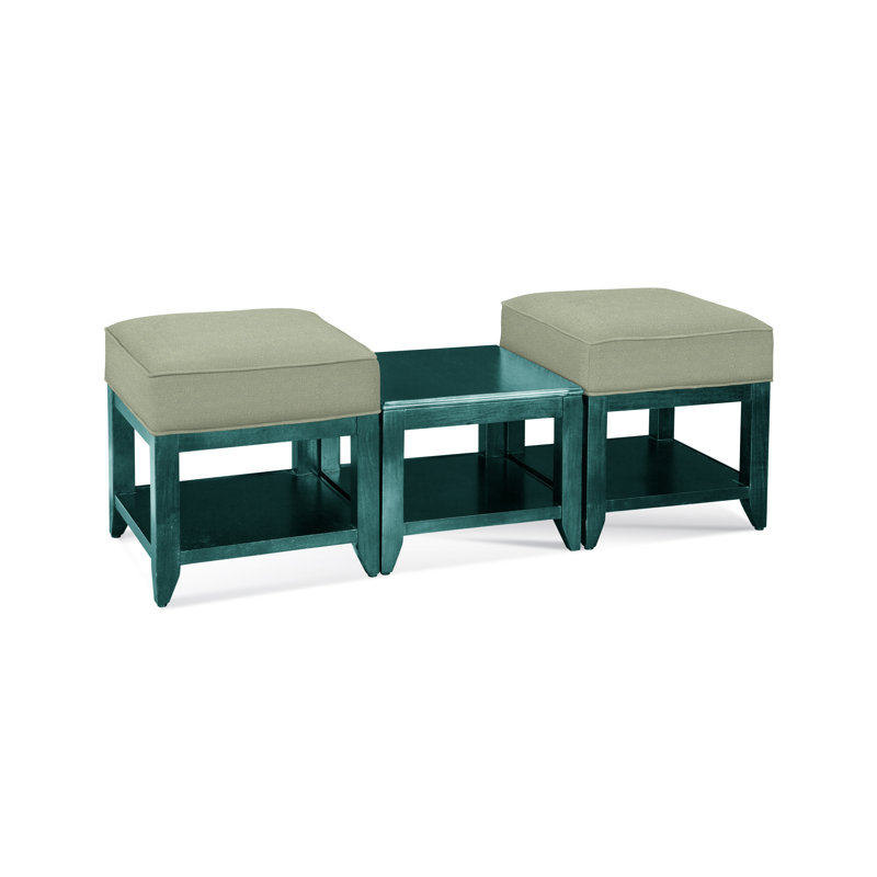 Elements Upholstered Cube Ottoman, Green Performance Fabric; 0851-54, Java