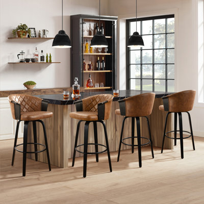 Tabouret de comptoir pivotant rembourré en similicuir 30,51 po Lesli (ensemble de 4)