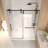 56-60" x 76" H Frameless Sliding  Shower Door, 5/16" (8mm) Clear Tempered Glass, Stainless Steel Frame,Matte Black