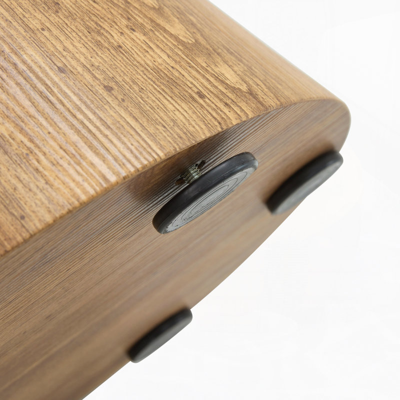 Table basse ronde en panneau de fibres à densité moyenne avec grain de bois naturel - 19,6 po de diamètre, hauteur de 18,8 po.