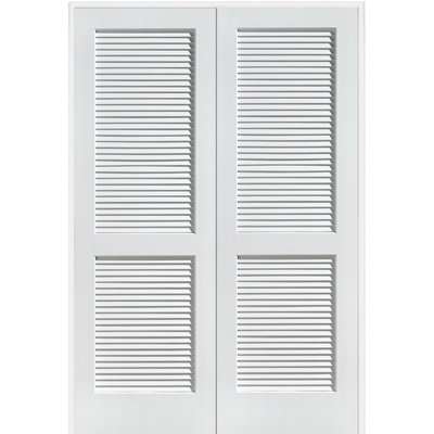 Louver Interior Door 80'' Solid + Manufactured Wood Louvered with Installation Hardware Kit without Installation Hardware Kit Prehung Door