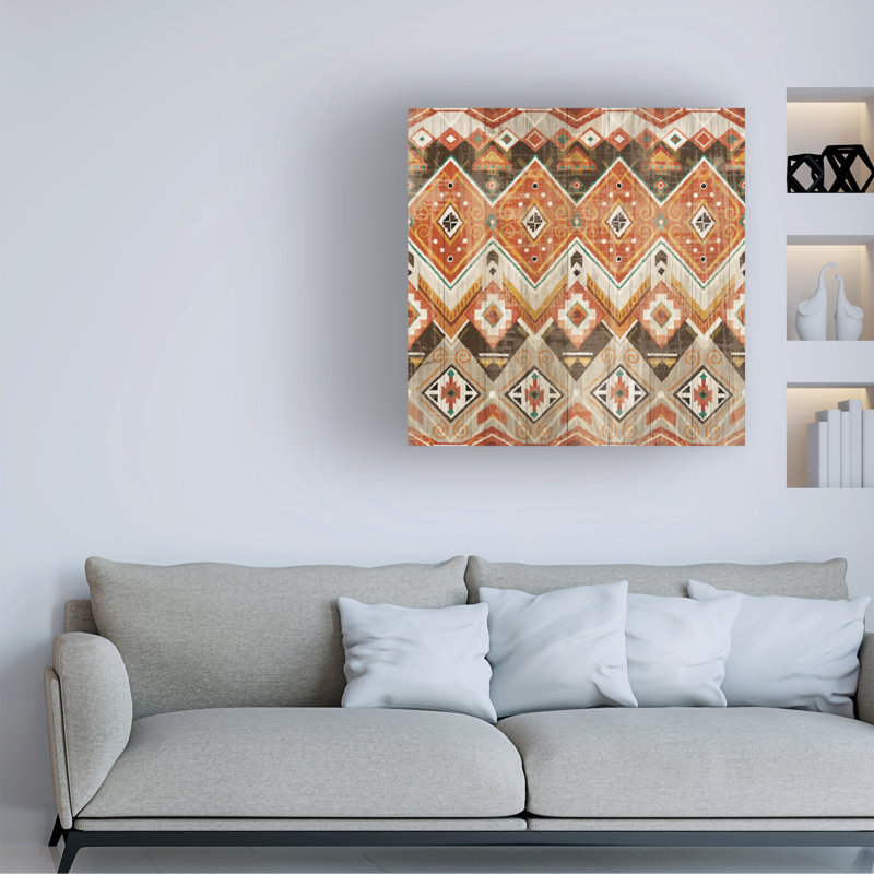Southwest Pattern Abstract Canvas Print in Orange and Brown