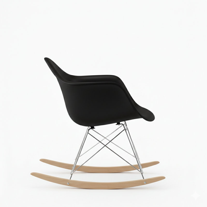 Chaise berçante en plastique Matias, Noir