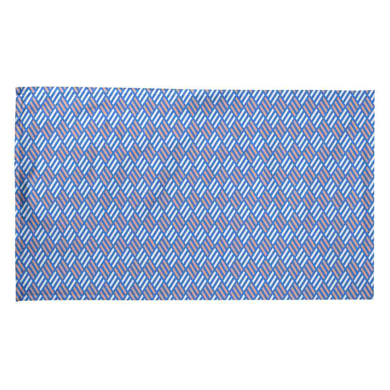 Torchon à losanges à rayures, Polyester sergé, Orange/bleu