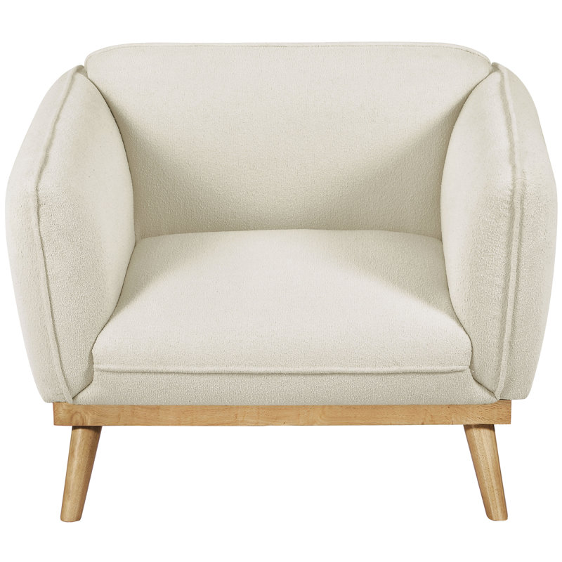 Lissner 40.5" W Boucle Fabric Chair, Cream Boucle Fabric