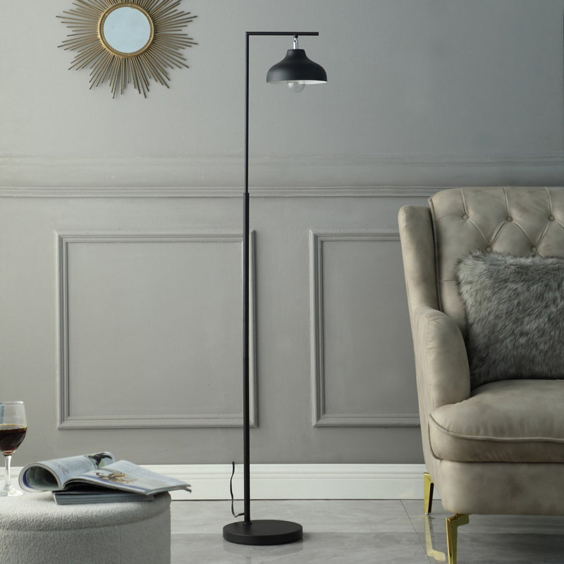 Lampe sur pied industrielle polyvalente en métal noir pour une vie confortable et la lecture