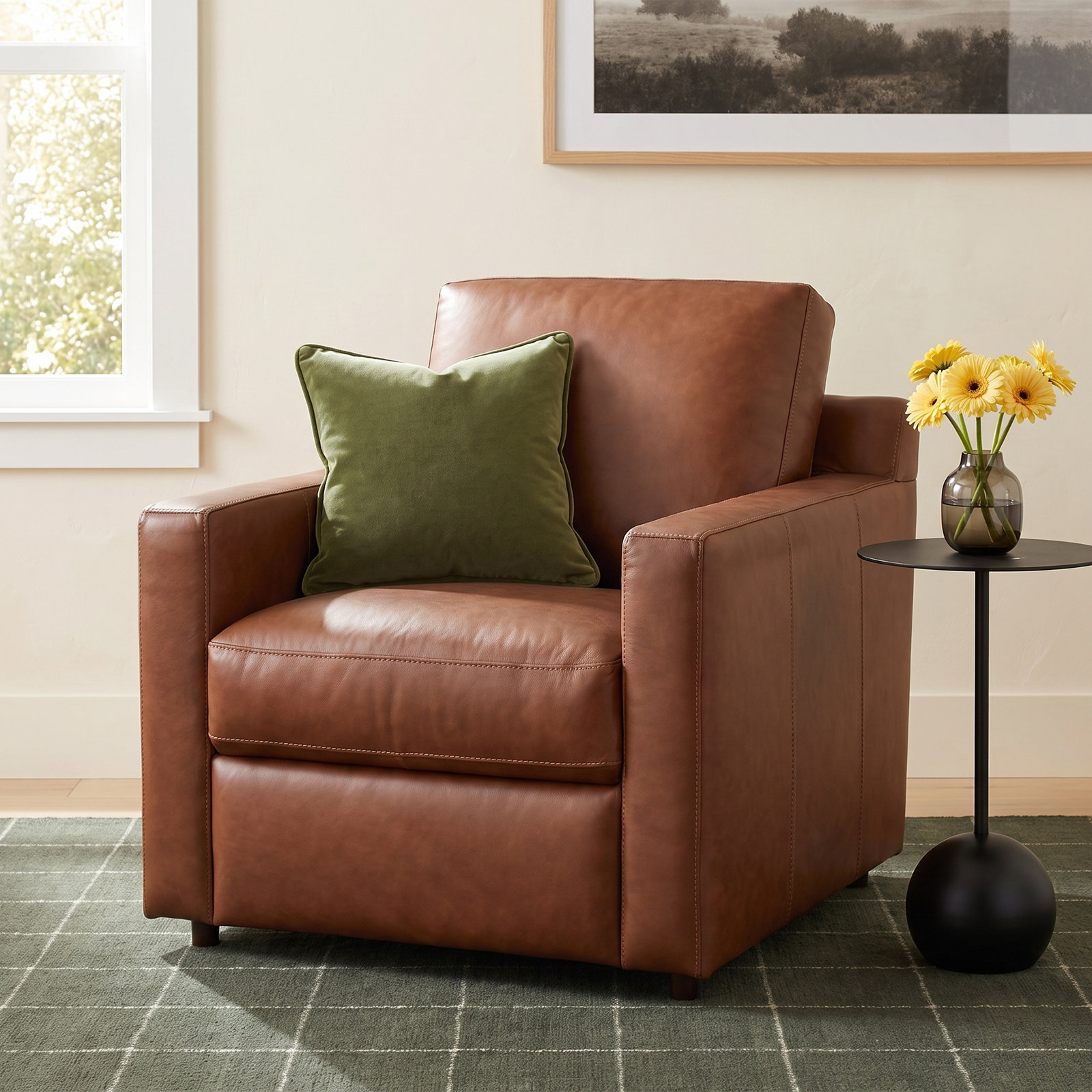Club Chair, Vintage Brown Top Grain Genuine Leather