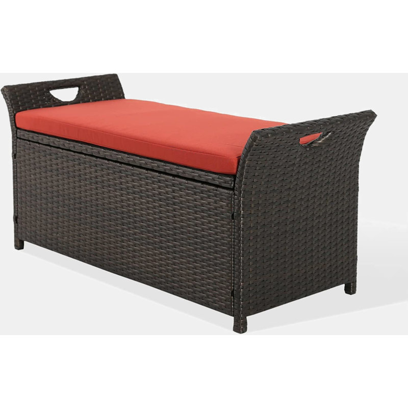 Banc de rangement en osier pour terrasse