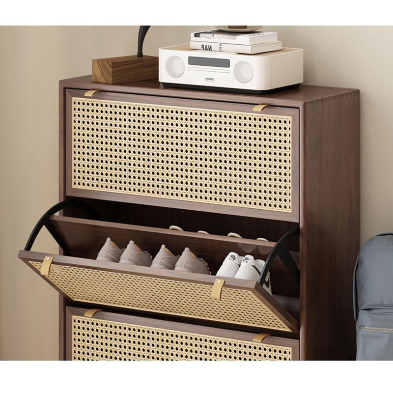 28 Pair Shoe Storage Cabinet, Brown/Walnut