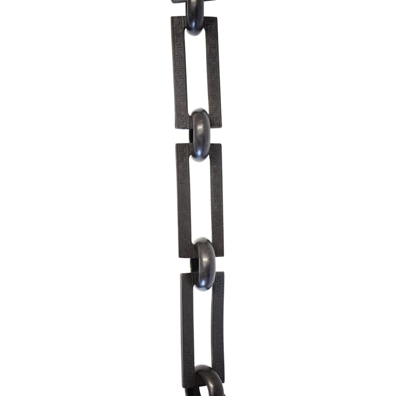 Chaîne décorative avec clé grecque et maillons non soudés, H 12 po x l 0,87 po x P 0,1 po, Noir bronzé huilé