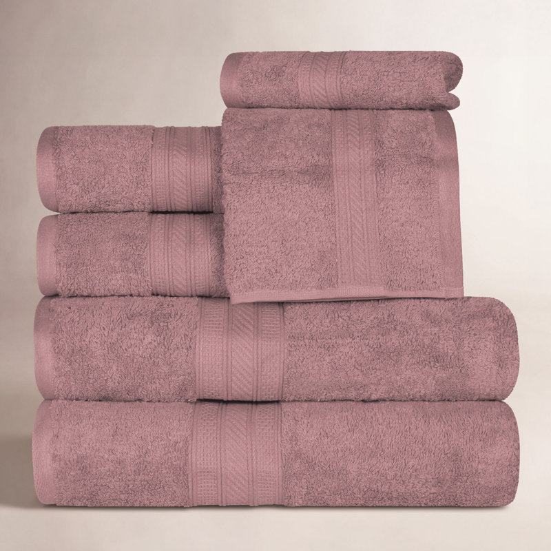 Glenlee 700GSM Long Staple Combed Cotton 6-Piece Towel Set, Grape Shake