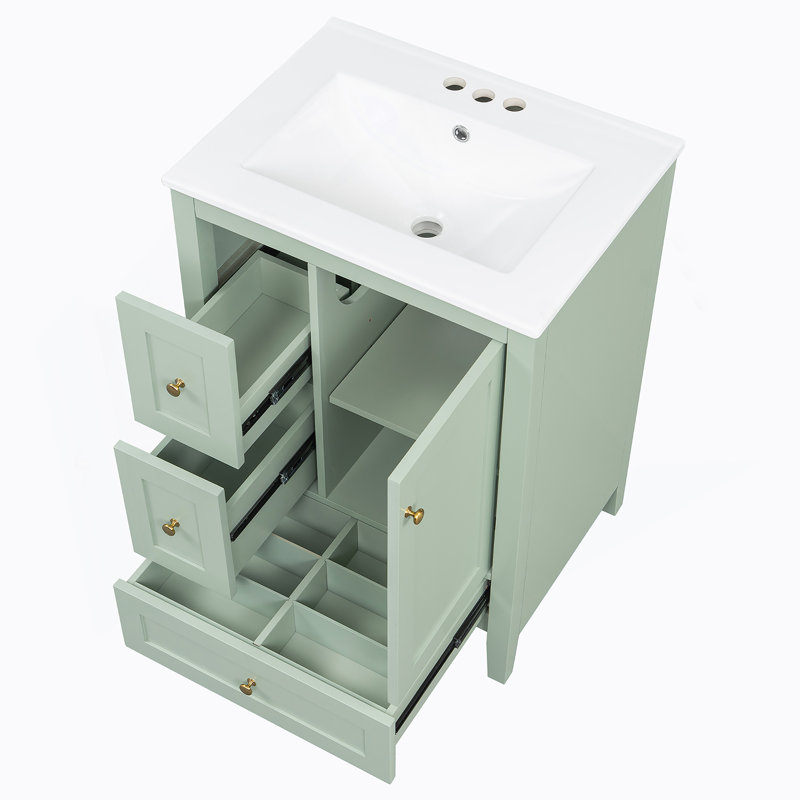 Meuble-lavabo de salle de bain avec rangement, tablette réglable