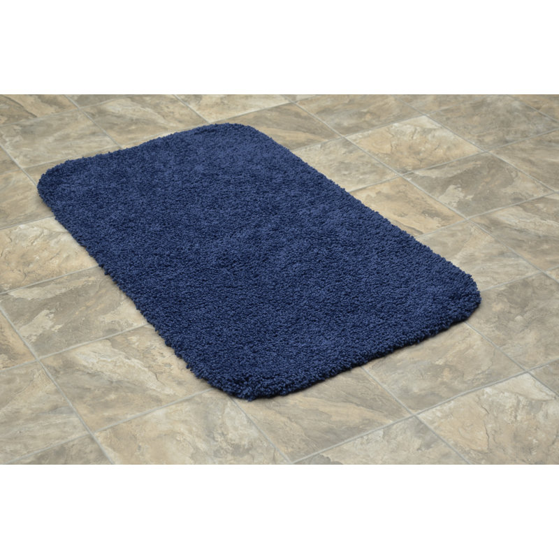Treye Nylon Bath Rug with Non-Slip Backing, Rectangle 30" x 50", Navy