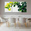 Ensemble de 3 tableaux sur toile à motif de feuilles vertes, idéal pour la décoration du salon et de la chambre.-580239384