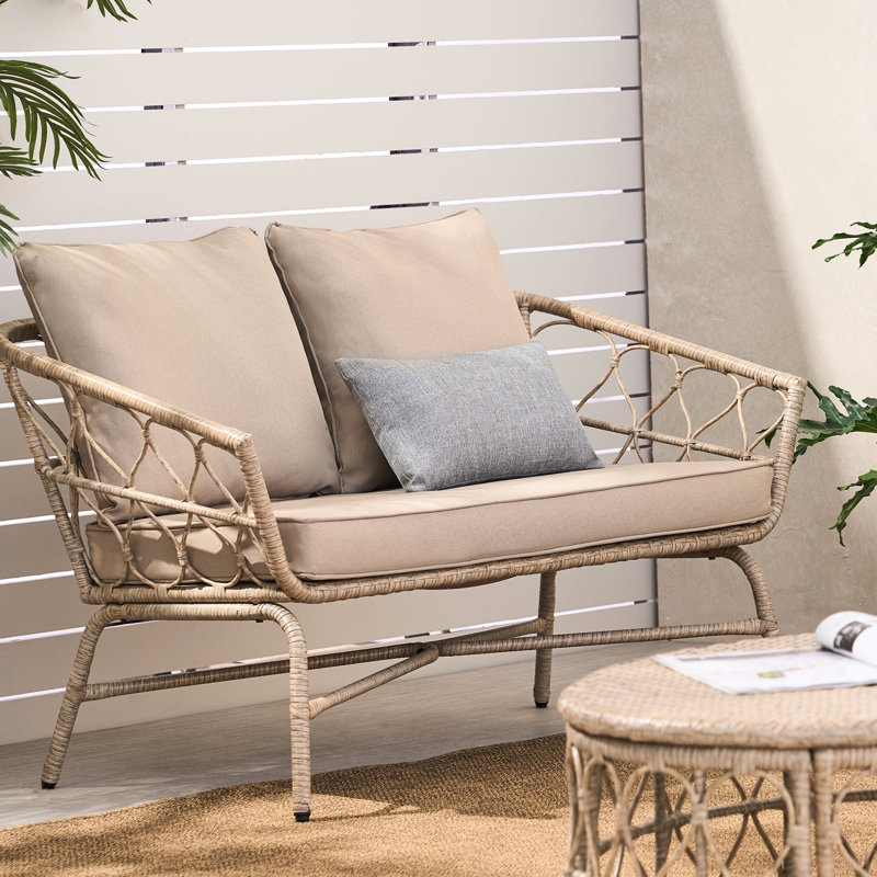 Espace de détente dans la cour arrière: avec rembourrage, l 48,5 po x P 28,25 po, H 28,75 po, assemblage requis, capacité de poids de 600 lb, coussins tissés pour l'extérieur, support l 48,50 po