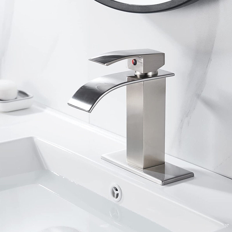 Single-Hole Single-handle Bathroom Faucet with Drain Assembly, Brushed Nickel