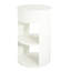 Table d'appoint ronde à 3 niveaux en métal, blanc mat, fer, trois tablettes, porte coulissante sécurisée, sans assemblage, idéale pour un lit ou un lit, convient aux espaces restreints, se déplace parfaitement, complète n'importe quelle table décorative