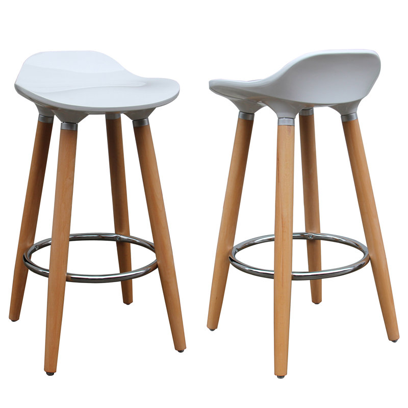 Counter Stool, White, Light Brown