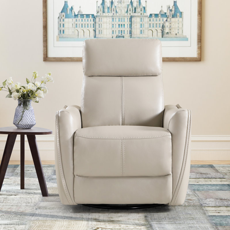 Fauteuil inclinable électrique pivotant et berçant de 32,3 po de largeur avec port USB, Crème-gris