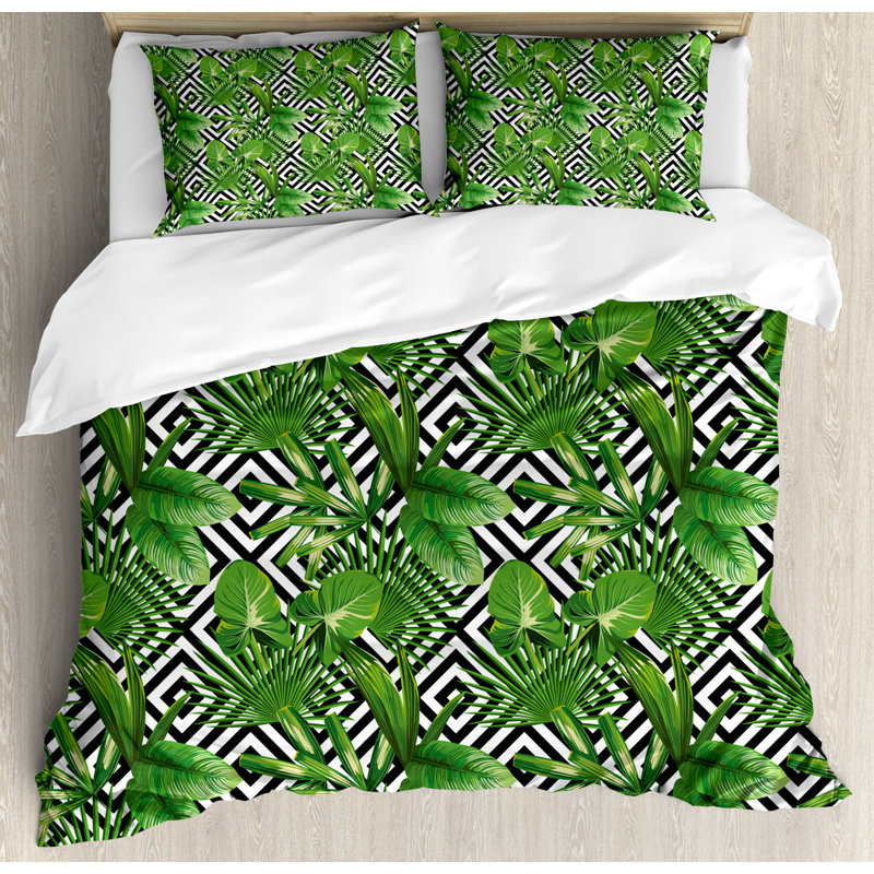 Ensemble de housse de couette en sapin de sapin de noël sur modern abstract backdrop rainforest design, Très grand