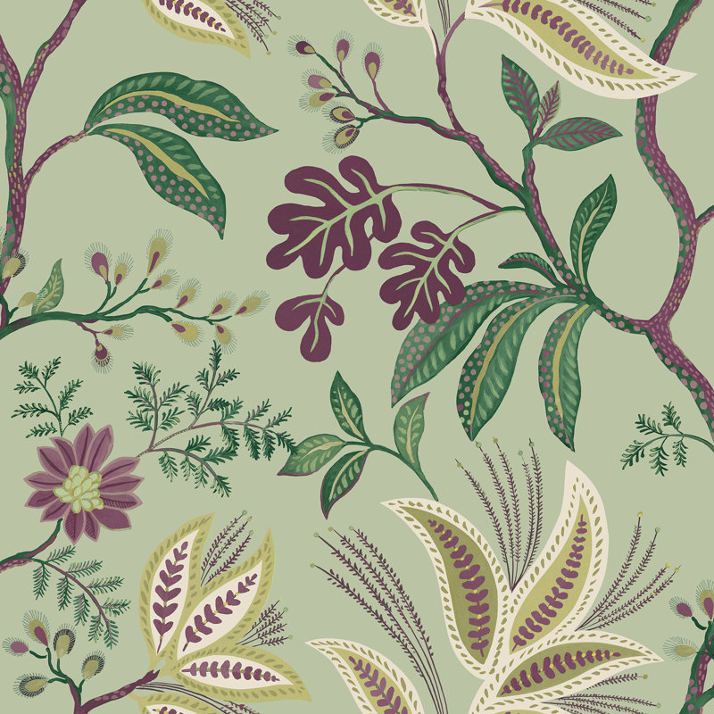 Von 8.23cm x 68.58cm Matte Wallpaper Roll, Green/Purple
