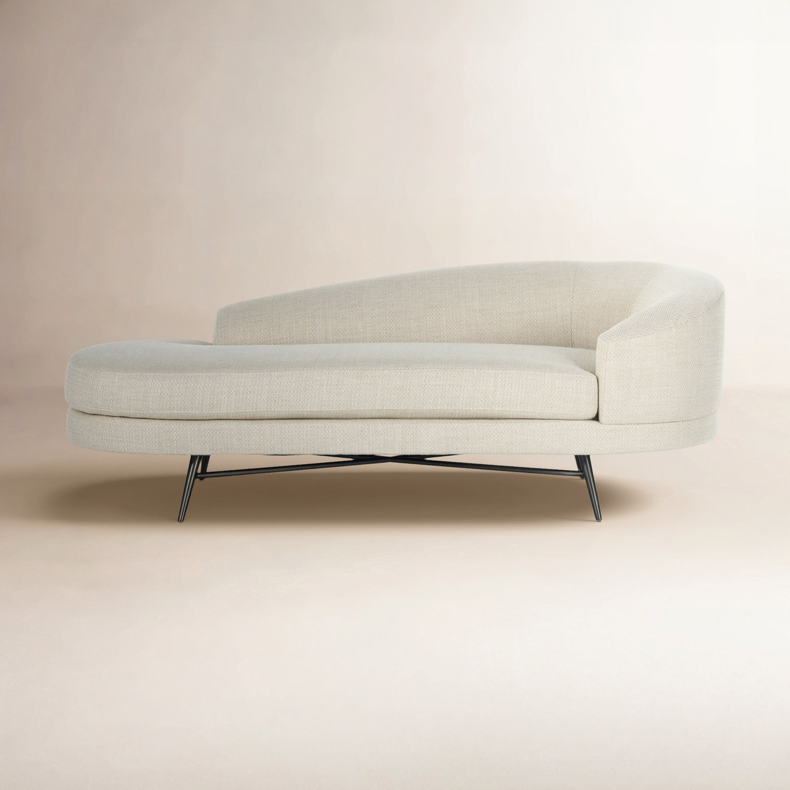 Alistair Upholstered Chaise Lounge, Carbon Black, Right-Arm Chaise, Irving Taupe Polyester Blend