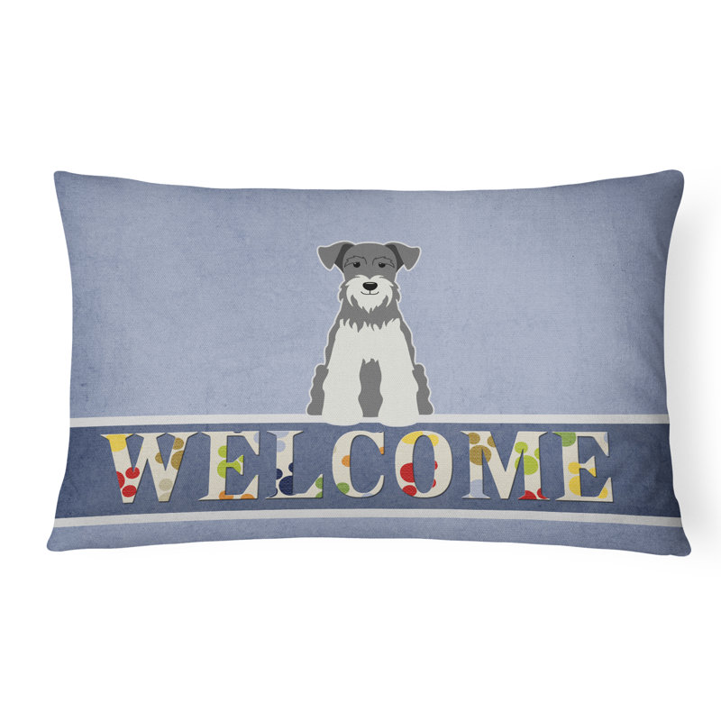 Coussin lombaire miniature Schanuzer Welcome, Gris / Blanc