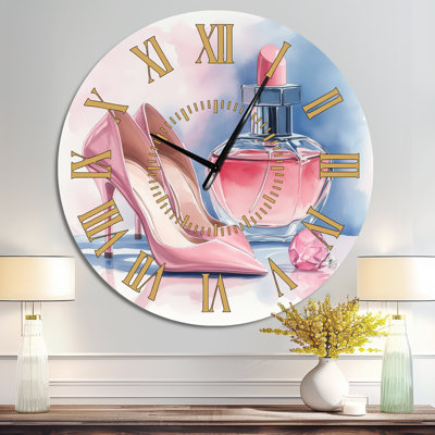 Horloge murale à talons hauts et parfum nature morte - rose glam glam