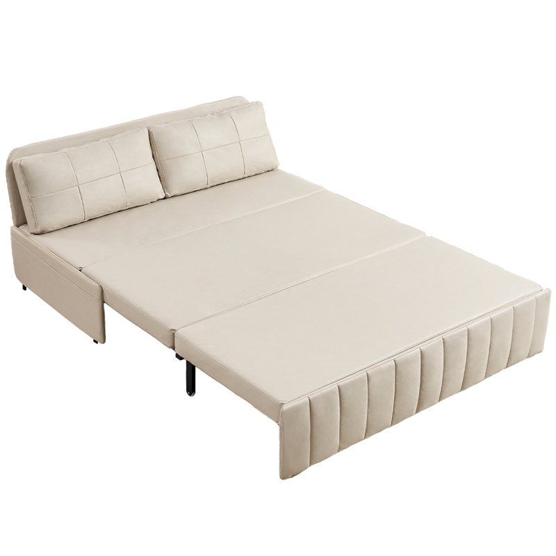 Grand canapé-lit convertible 3 en 1 pour chambre d'amis, beige, Beige