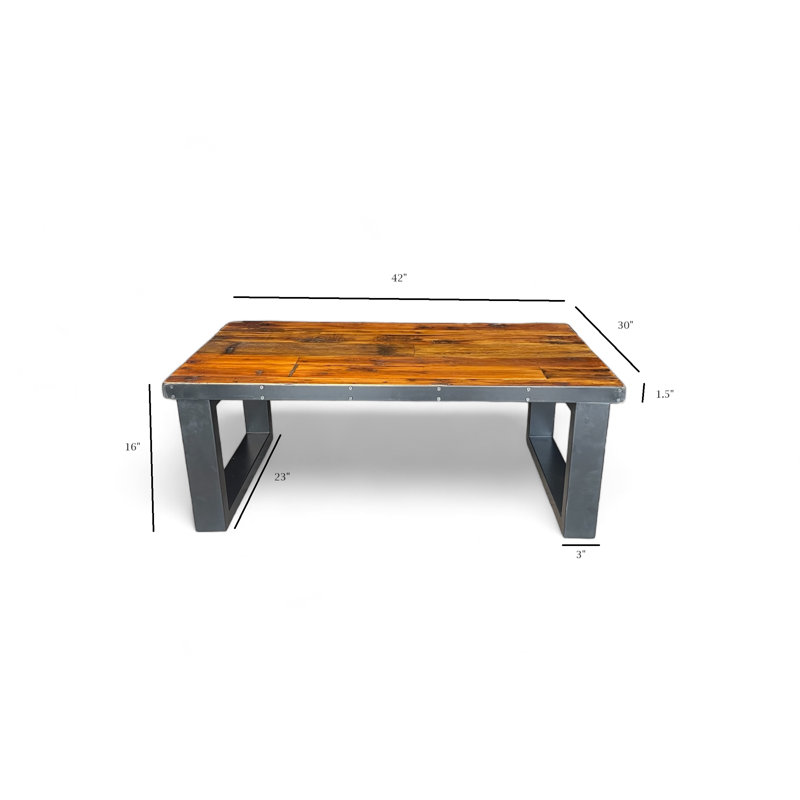 The Industrial Timber Revival Coffee Table, 16" H x 42" L x 30" W