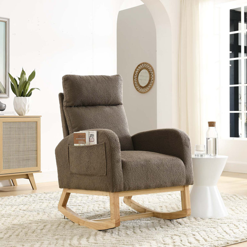 Chaise berçante moderne avec accoudoirs de salon et dossier haut
