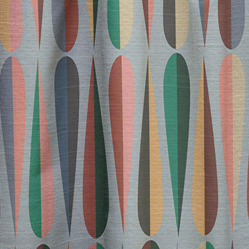 Retro Abstract Drops V - Rideau Mid-Century - Velours obscurcissant - 1 panneau, Bleu sarcelle, l 52 po x L 108 po