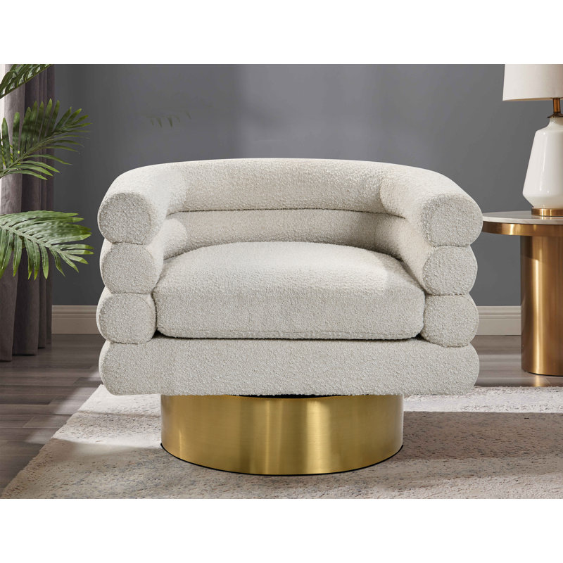 Fauteuil demi-tonneau Shikibu, Crème Boucle