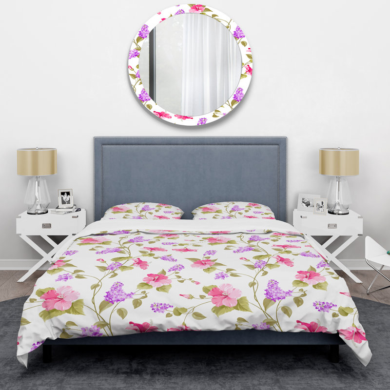 Green/Purple Microfiber Duvet Cover Set, King Duvet Cover + 2 King Shams