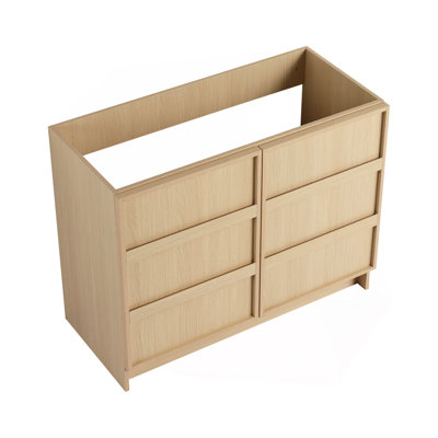 Meuble-lavabo autoportant 42 po et 2 portes d'armoire à fermeture en douceur, contreplaqué, chêne Dune (KD-PACKING)