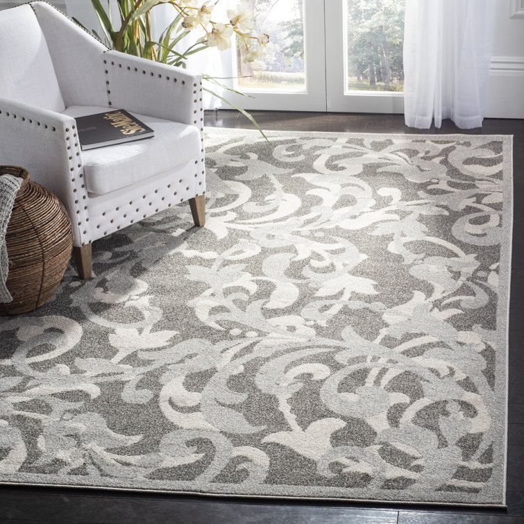 Ammundsen Floral Grey/Light Grey Area Rug