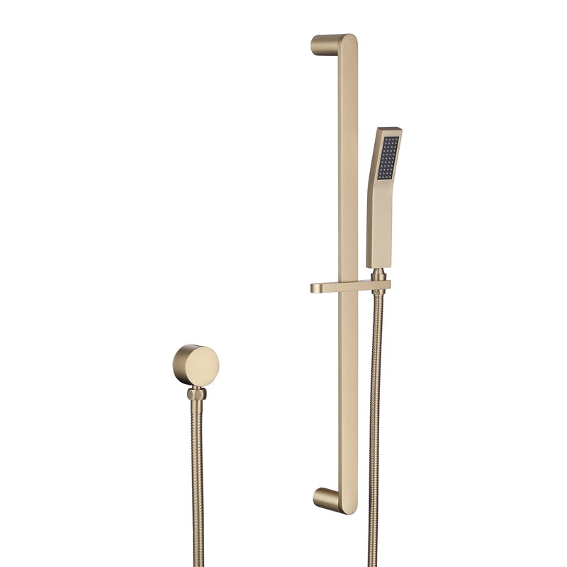 Douche murale en acier inoxydable avec barre coulissante réglable et douchette haute pression, Or brossé