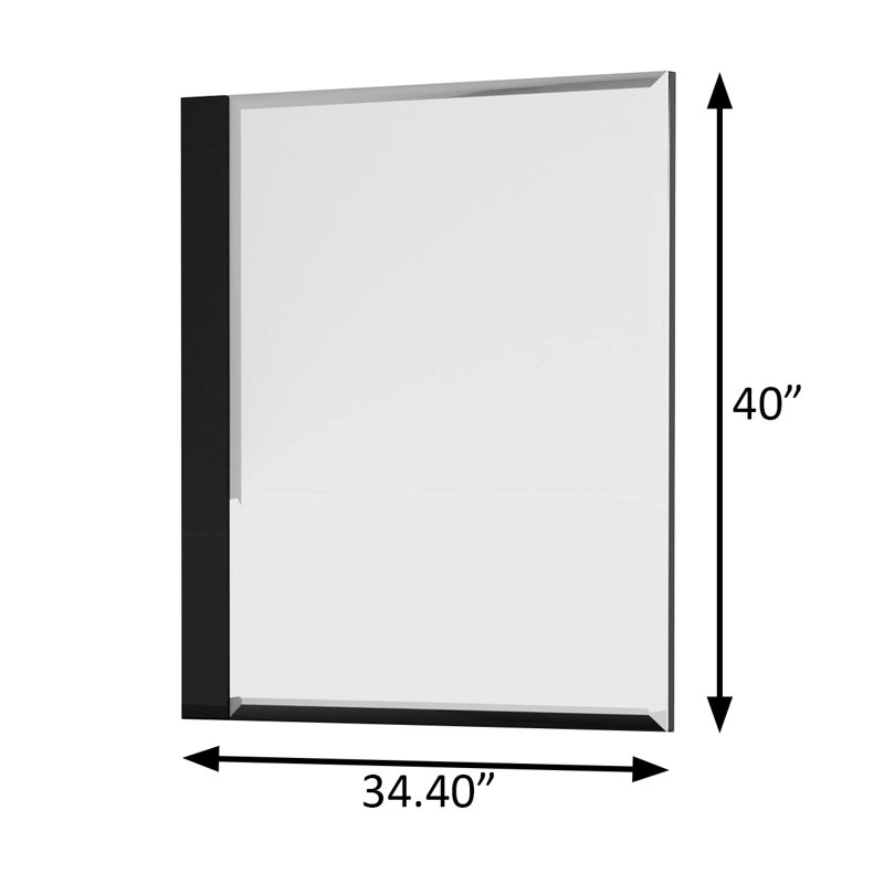 Miroir contemporain l 34,4 po, noir piano, Noir