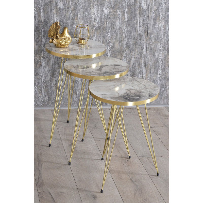 Mariann Nesting Tables, White Marble