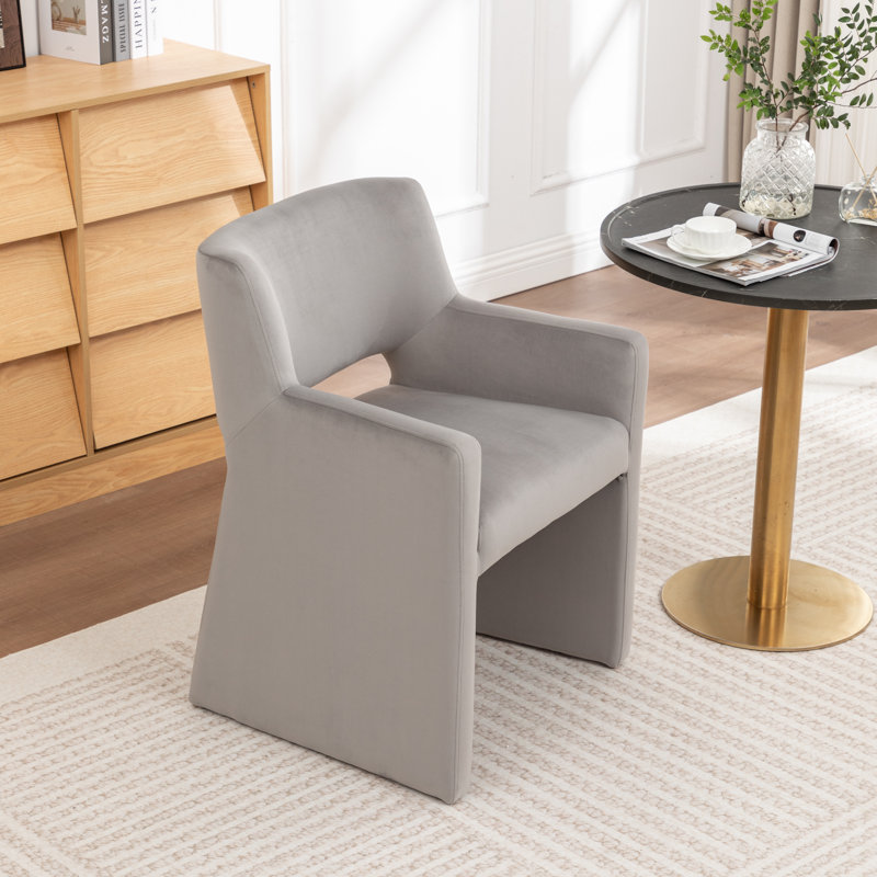 Chaise rembourrée en velours Hambrook, Gris